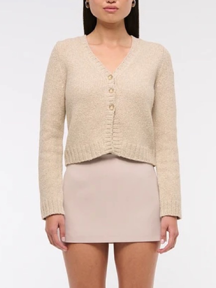 Abercrombie & Fitch Textural Cardigan Sweater Size Small Knit Cream Fall Winter